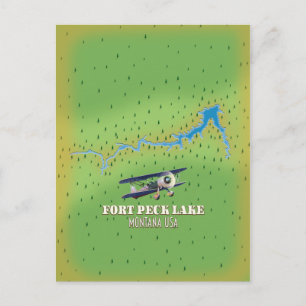 Postale Carte du lac Fort Peck Montana USA
