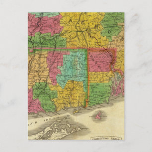 Postale Carte du Massachusetts et du Connecticut