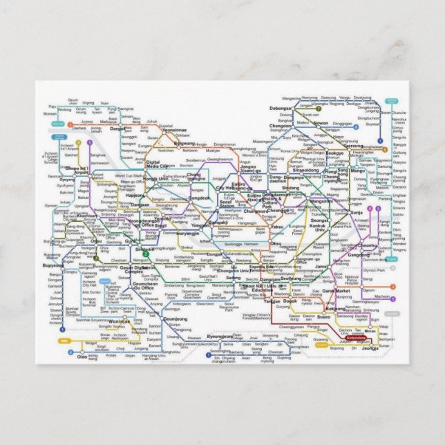 Postale Carte du métro de Séoul (Devant)
