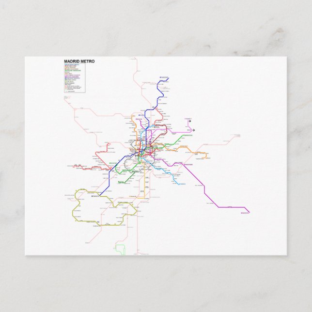 Postale Carte du métro Madrid (Espagne) (Devant)