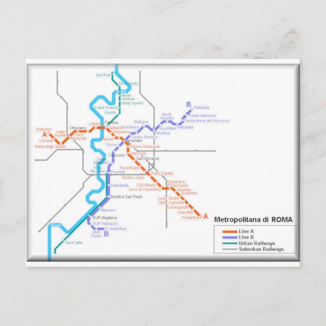 Postale Carte du métro Roma (Devant)