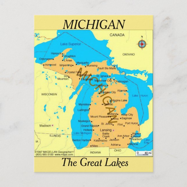 Postale Carte du Michigan (Devant)