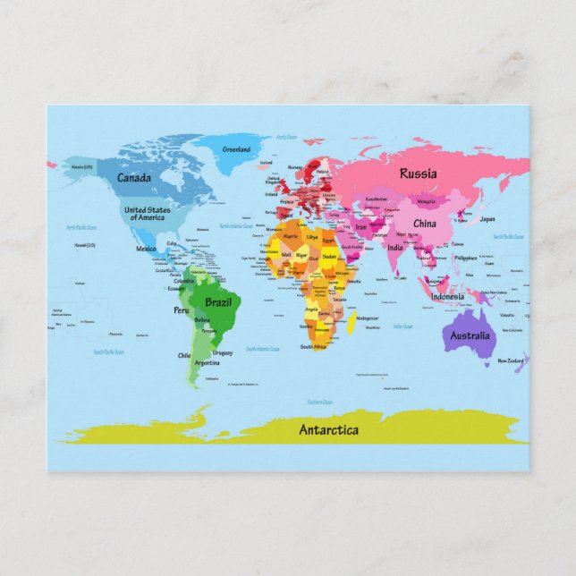 Postale Carte du monde (Devant)