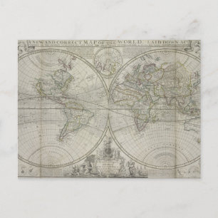 Postale Carte du monde   1736
