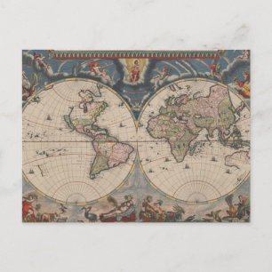 Postale Carte du monde antique : Art de la cartographie hi