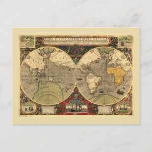 Postale Carte du monde antique nautique