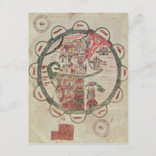 Postale Carte du monde avec Jérusalem au centre