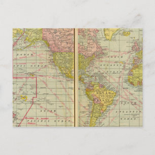 Postale Carte du monde avec voies de navigation