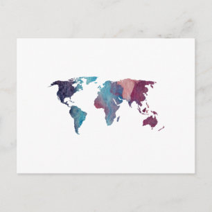 Postale Carte du monde colorée Silhouette