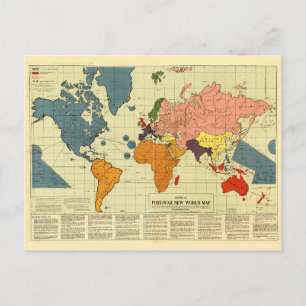 Postale Carte du monde d'après-guerre (1942)
