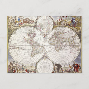 Postale Carte du monde d'Atlas Maior