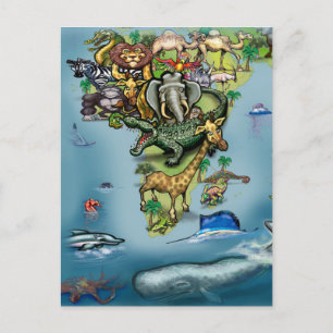 Postale Carte du monde de l'Afrique de l'Océanie