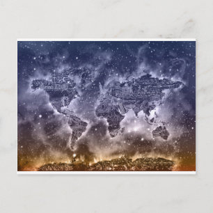 Postale carte du monde galaxie 2