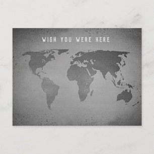 Postale Carte du monde noir et blanc amusant