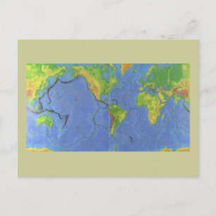Postale Carte du monde physique 1994 - Plaques tectoniques