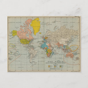 Postale Carte du monde vintage 1910 V2