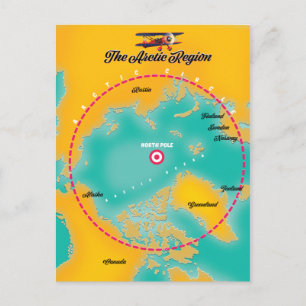 Postale Carte du pôle nord de la région arctique