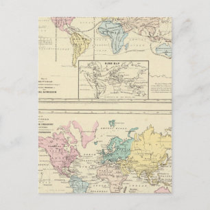 Postale Carte en couleur du monde