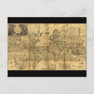 Postale Carte entière du monde par la poule de Herman