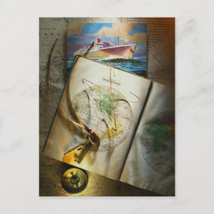 Postale Carte Et Compas