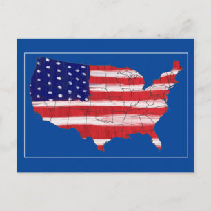 Postale Carte et drapeau américains