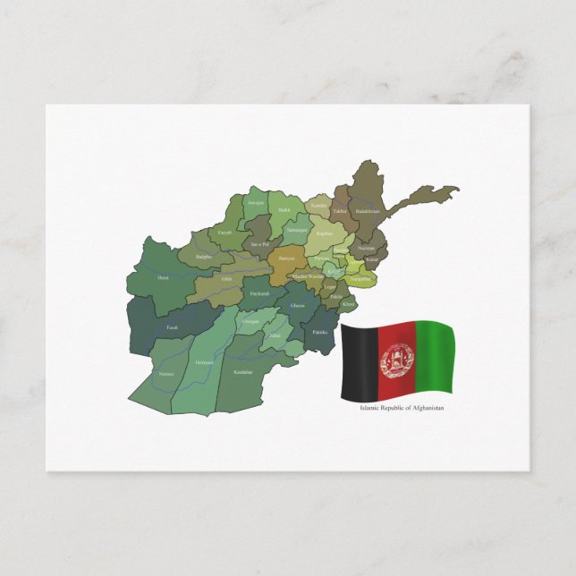 Postale Carte et drapeau de l'Afghanistan (Devant)