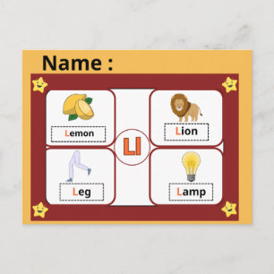 Postale Carte flash de la lettre L de l'alphabet éducatif