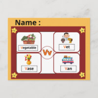 Carte flash de la lettre V de l'alphabet éducatif