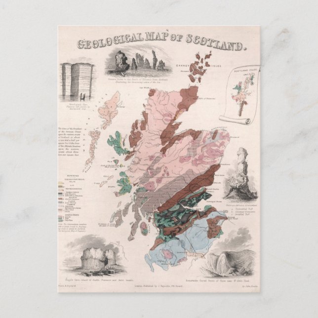 Postale Carte géologique de l'Écosse (Devant)