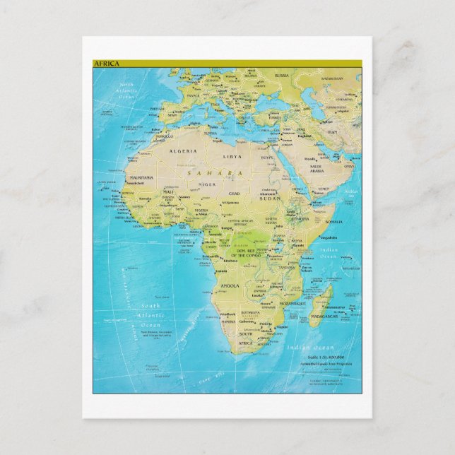 Postale Carte géopolitique régionale de l'Afrique (Devant)