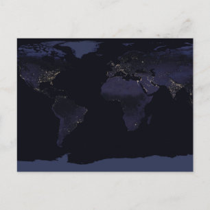 Postale Carte globale des lumières de la ville de la Terre
