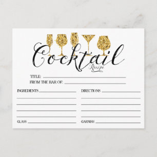 Postale Carte Gold Cocktail Recette