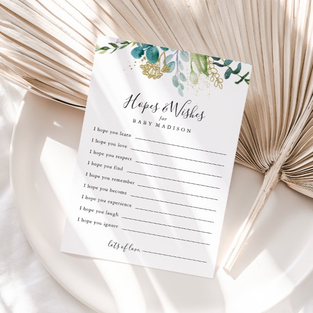 Postale Carte Gold Floral Baby shower Vert (Créateur téléchargé)