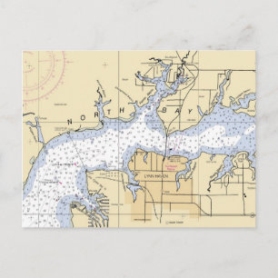 Postale Carte graphique marine de North Bay Lynn Haven, Fl
