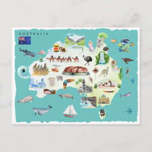 Postale Carte illustrée aquarelle de l'Australie