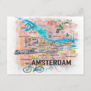 Postale Carte illustrée d'Amsterdam Pays-Bas