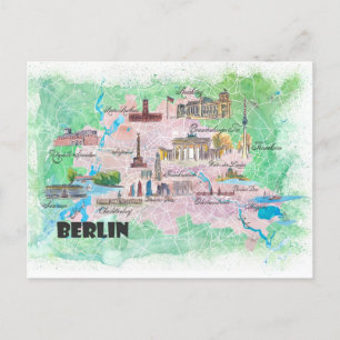 Postale Carte illustrée de Berlin Allemagne avec les route