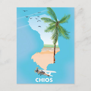 Postale Carte illustrée de Chios Grèce.
