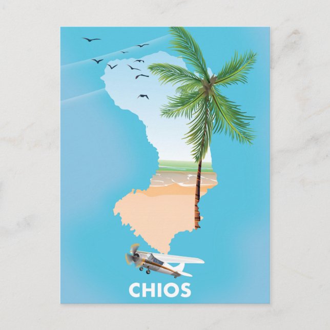 Postale Carte illustrée de Chios Grèce. (Devant)