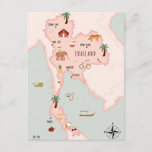 Postale Carte illustrée de la Thaïlande