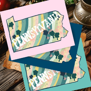 Postale Carte illustrée de l'État de Pennsylvanie en coule