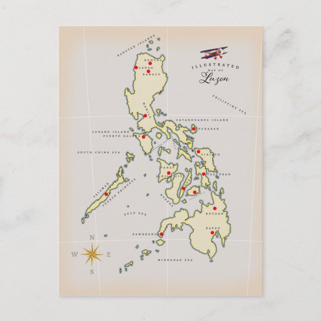 Postale Carte illustrée de Luzon carte des Philippines (Devant)