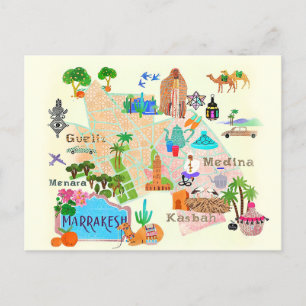 Postale Carte illustrée de Marrakech