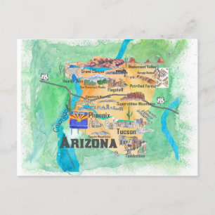 Postale Carte illustrée de voyage de l'Arizona aux États-U