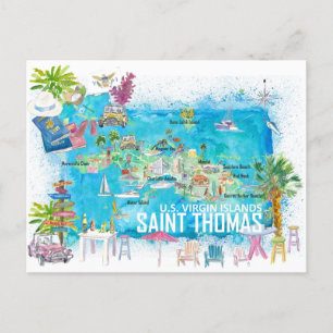 Postale Carte illustrée de voyage de Saint-Thomas Îles Vie