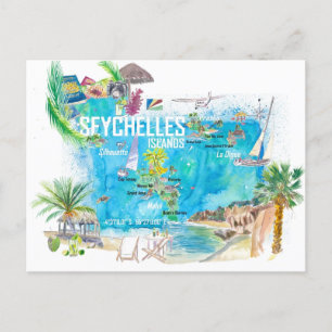 Postale Carte illustrée de voyage des îles Seychelles