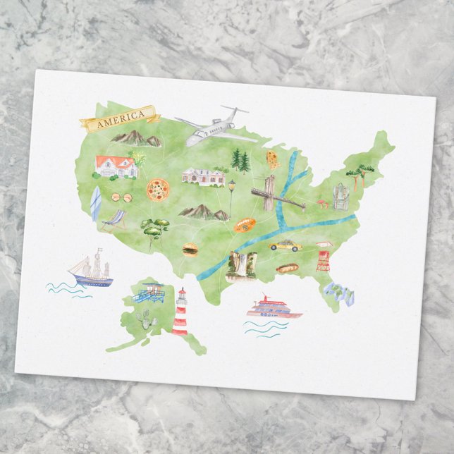 Postale Carte illustrée des États-Unis d'Amérique (Close up)