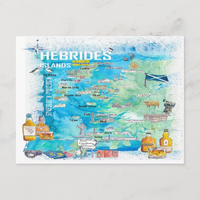 Postale Carte illustrée des îles Hébrides pour les voyageu (Devant)
