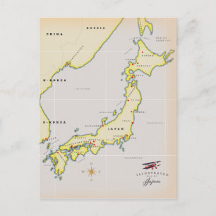 Postale Carte illustrée du Japon