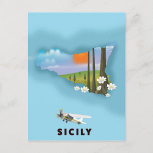 Postale Carte illustrée Sicile poster voyage